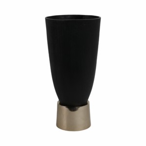 Vaso Decorativo Moderno Nero con Design Scanalato, Base in Metallo, Misura Piccola per Soggiorno, Bagno, Cucina, Bancone, Arredamento Casa - Product Image 3