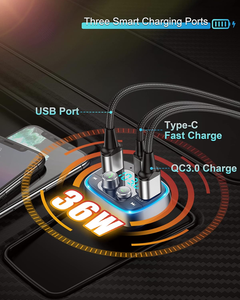 Adaptador USB C BT para Auto, Transmisor de Radio FM Inalámbrico AUX, Llamadas Manos Libres y Receptor de Audio, Reproductor de Música MP3 con Retroiluminación LED - Product Image 3