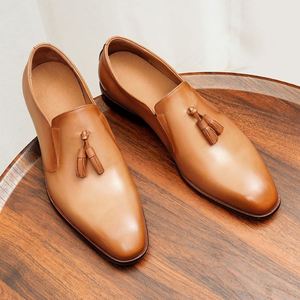 Men's Casual Shoes <b>Pointed</b> <b>Toe</b> Waterproof Breathable Height Increasing Autumn Formal Office Wedding Anti-slip <b>Flat</b> Sole - Product Image 1