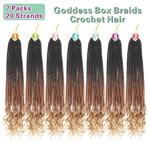 Extensiones de Cabello de Crochet con Trenzas en Caja y Puntas Rizadas, 20 Pulgadas, 70g, Cabello de Crochet para Trenzas Bohemias, Más Vendidas - Product Image 6