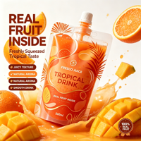 Pochette souple personnalisée avec bec verseur, en matériau monobloc recyclable, pour emballage de jus, boissons liquides et purée de fruits