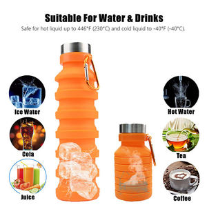 Bouteille d'eau pliable en silicone sans BPA de 550 ml pour enfants avec couvercle et crochet – Vente en gros à prix réduit - Product Image 5