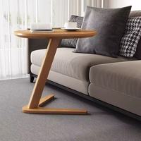 Table basse d'angle en bois massif, style moderne et minimaliste, directement de l'usine ; Table basse compacte et durable, idéale pour les salons et appartements