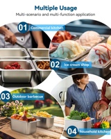 Youmi Cube Gebürstete Matt-Edelstahl 22 Gauge Tiefe Dampftischwanne Anti-Klemm Gewerbliche Gastronomie-Speisewanne 300kg/m Belastbarkeit