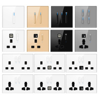 Prises murales électriques en céramique durables 16A 220V-250V avec interrupteurs en verre trempé, installation facile, vente en gros au Royaume-Uni