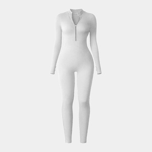 <span class=keywords><strong>Mono</strong></span> Deportivo de Yoga para Mujer, de Una Pieza, Transpirable, Sin Costuras, con Cierre, Cuello Alto, Mangas Largas y Orificios para Pulgares - Product Image 4