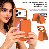 Dompet Lipat Tipis Anti-RFID dengan Tempat Kartu Magnetik dan Penyangga Lepas Pasang untuk iPhone 18 17 Pro Max 16 17 18 Pro