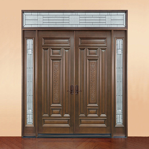 Porte d'ingresso esterne in legno design esterno moderno ingresso principale <span class=keywords><strong>porta</strong></span> in legno massello con lato lite e traversa - Product Image 5