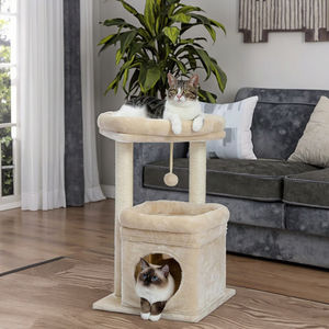 Albero per Gatti Moderno e Lussuoso in Grigio con Tiragraffi e Cuccia, Personalizzabile, in Materiale Sisal, Imballato in Cartone - Product Image 5