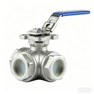 Vanne à boisseau sphérique à trois voies COVNA DN15 T Port PN64 haute pression, filetage NPT, acier inoxydable 304, commande à levier, filetage 1/2, UPVC/laiton/inox - Product Image 1