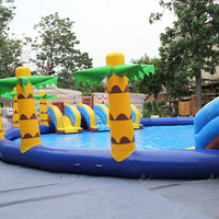 Parc aquatique gonflable commercial personnalisé avec piscine et toboggans-Grande aire de jeux aquatique pour enfants, adultes et famille
