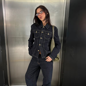 Chaqueta Camisa Vaquera Entallada de Estilo Urbano para Mujer, Cintura Ajustada, Manga Larga, Moda Urbana, Estilo Influencer - Product Image 6