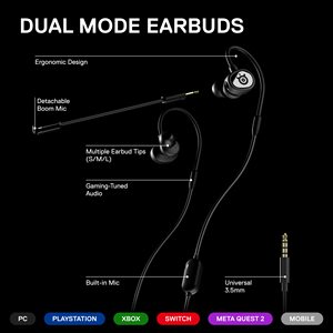Casque de jeu intra-auriculaire SteelSeries Tusq, filaire 3,5 mm, double micro, écouteurs de jeu pour PC, PS5, Xbox, Switch, téléphone portable - Product Image 6