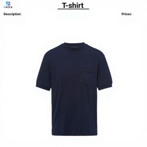 Camiseta Casual de Algodón para Hombre, Color Azul Marino, Cuello Redondo, Manga Corta, Secado Rápido, Corte Ajustado, Diseño Liso, Tejido Dobby - Product Image 1