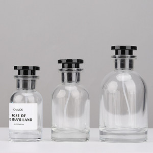 Bottiglia vuota da 100ML con tappo in bianco <span class=keywords><strong>e</strong></span> nero a doppio strato corpo trasparente <span class=keywords><strong>e</strong></span> bottiglia di vetro per profumo - Product Image 5