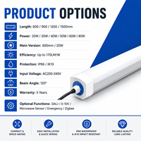 Luminaire LED compact anti-intempéries 600 mm 20 W, étanche, pour couloirs, escaliers, bureaux techniques et zones de service
