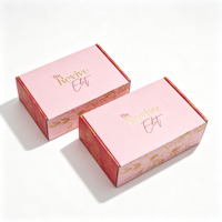 Boîte cadeau rose de luxe personnalisée avec logo en feuille d'or pour ensemble de soins de la peau, emballage de parfum, boîte en papier pour l'expédition