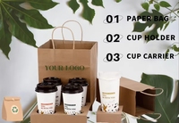 Porte-gobelets jetables en carton pour café à emporter, paquets de 2/4/6, avec poignée, emballage en sac