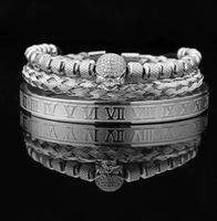 Ensemble de bracelets classiques pour femme en acier inoxydable plaqué or avec zircon noir, boucle fer à cheval et motifs léopard, style Hiphop Party 3