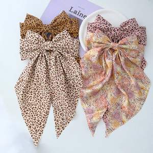 Vente en gros de barrettes à gros nœud léopard pour femmes avec ruban à longue queue Accessoires pour <span class=keywords><strong>cheveux</strong></span> - Product Image 2
