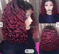 Afro-Curly 180% Densité Remy Cheveux Humains Perruque Délié Naturel Dentelle Suisse Style Droit Court Brun Bob Noir Femmes En Gros