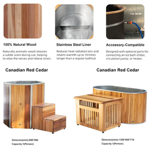 ICEMEND New Design Wooden Cold Plunge <b>Tub</b> <b>Hot</b> <b>Tub</b> Wood Barrel Ice Bath <b>Combo</b> Canadian Red Cedar Portable Sauna Spa Barrel - Product Image 2