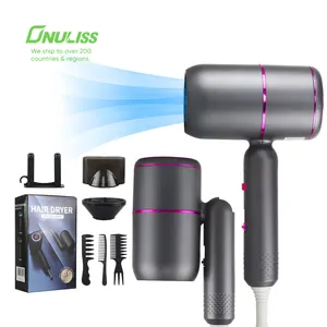 Professional Ionic Hair Blow Dryer Powerful Foldable Leafless Negative Ion Hair Dryer