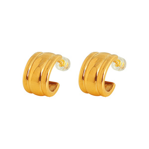 Pendientes Huggie de Oro con Forma Geométrica, Poste de Acero Inoxidable, para Uso Diario - Product Image 5