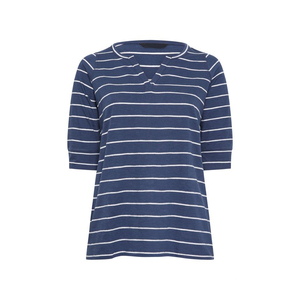 T-shirt rayé éco-responsable en coton biologique à manches courtes pour femmes grandes tailles – Production durable, confort quotidien essentiel - Product Image 1