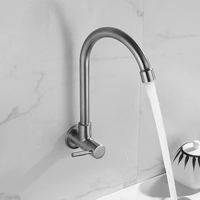 Robinet de cuisine mural en acier inoxydable sur mesure, pivotant à 360 degrés, pour eau froide uniquement, idéal pour les projets (vente en gros)