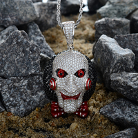 Vente en gros de bijoux à breloques Western Charms Iced 5A Cz Diamond Vintage Charm Jigsaw Killer Joker Brass Necklace Pendentifs