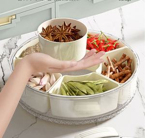 Plato Giratorio Hermético de 6 Compartimentos para Especias, Frutos Secos y Aperitivos, Transparente, para Cocina, Sala de Estar y Refrigerador, de PP, Venta al Por Mayor - Product Image 3