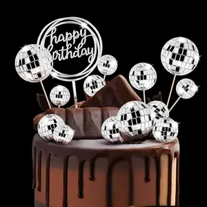 21 adet disko topu kek dekorasyon 1970s disko kek dekorasyon disko tema kek dekorasyon doğum günü tema için