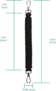 Poignée de bouteille d'eau en paracorde de 10,6 pouces, sangle tressée avec crochet métallique, équipement de camping et de randonnée en plein air, cordon porte-clés EDC - Product Image 2
