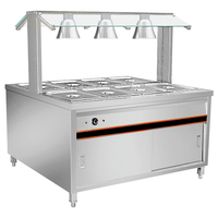 Table commerciale Top 3 casseroles en acier inoxydable aliments chauds restauration rapide chauffage électrique réchauffement des aliments vitrine équipement de cuisine
