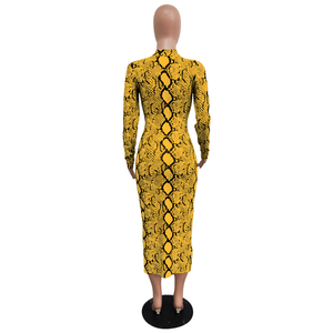 Robe moulante mi-longue avec imprimé serpent pour femme, tenue de club Sexy, nouveau Style, - Product Image 3
