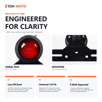Feu arrière rond pour moto, homologué E8, avec éclairage de plaque d'immatriculation LED, 14 LED, 12V, étanche IP65, support en aluminium universel