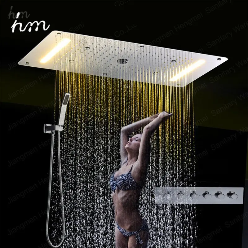 Disponibile del rifornimento della fabbrica Set Doccia a pioggia, cascata, colonna d'acqua e tenda a scomparsa bathroomshower set con doccia palmare