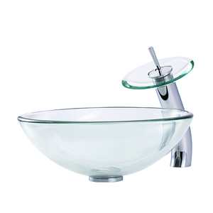 Modern Clear Tempered Glass <strong>Round</strong> Bathroom CounterTop Vessel Sink <strong>Basin</strong> - Product Image 2
