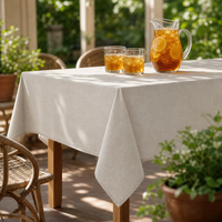 Nappe beige aspect lin rectangulaire en polyester, imperméable et résistante aux taches, protection de table pour repas en extérieur