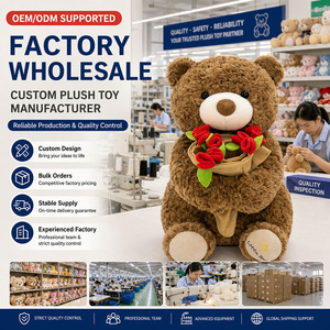 Juguetes de Oso de Peluche de Algodón PP de Alta Calidad al por Mayor OEM/ODM, Osos Marrones de 22cm y 28cm con Flores para Regalo del Día de San Valentín - Product Image 3
