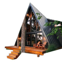 Nouvelle Cabane en Bois Triangulaire à Structure Métallique Style Resort, Équipement Hôtelier pour Hébergement, Installation de Bâtiment Modulaire Préfabriqué