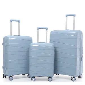 2023 Usine Vente Chaude En Gros OEM ODM chariot de voyage PP valise 3 pièces ensemble de bagages