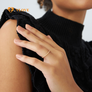 Anillo <span class=keywords><strong>de</strong></span> Bodas <span class=keywords><strong>de</strong></span> Oro Sólido <span class=keywords><strong>de</strong></span> 14K con Cuentas para Pareja, Anillo Simple Apilable para Compromiso y Regalo <span class=keywords><strong>de</strong></span> Aniversario - Product Image 5