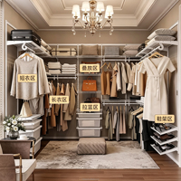 Organisateur de vêtements à cadre en métal moderne armoire de type debout avec dressing ouvert pour chambre salon rangement réglable
