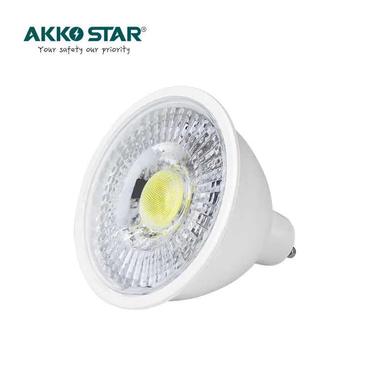 AKKO STAR-مصباح ليد منزلي 6500K 7w GU10, ضمان لمدة عامين من الألومنيوم المكسو بالبلاستيك ، مصباح ليد أبيض K 7w GU10 غرفة نوم