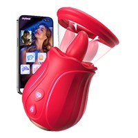 Amazon Bestseller Mobilgesteuerter Rosen-Zungen-Leck- und Saugvibrator Wasserdichter Wiederaufladbarer Brust-Massager Dildo Klitoris-/Brustwarzen-Stimulator