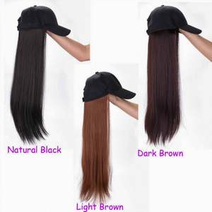 <span class=keywords><strong>Perruque</strong></span> ajustable pour femme avec casquette de baseball, cheveux synthétiques raides détachables et effet vieilli, extension de cheveux amovible - Product Image 2