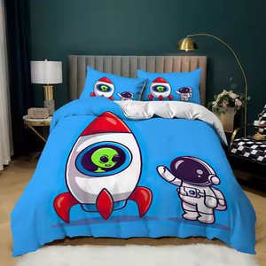 Luxury Custom Duvet Cover Set Star Astronaut 3D Digital Printing Cartoon <strong>Teenager</strong> Fashion <strong>Bedding</strong> Set - Product Image 4