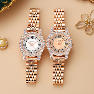 Reloj de cuarzo para mujer con correa de acero y diamantes, reloj retro de lujo ligero para mujer, reloj impermeable de alta gama para exportación. - Product Image 1